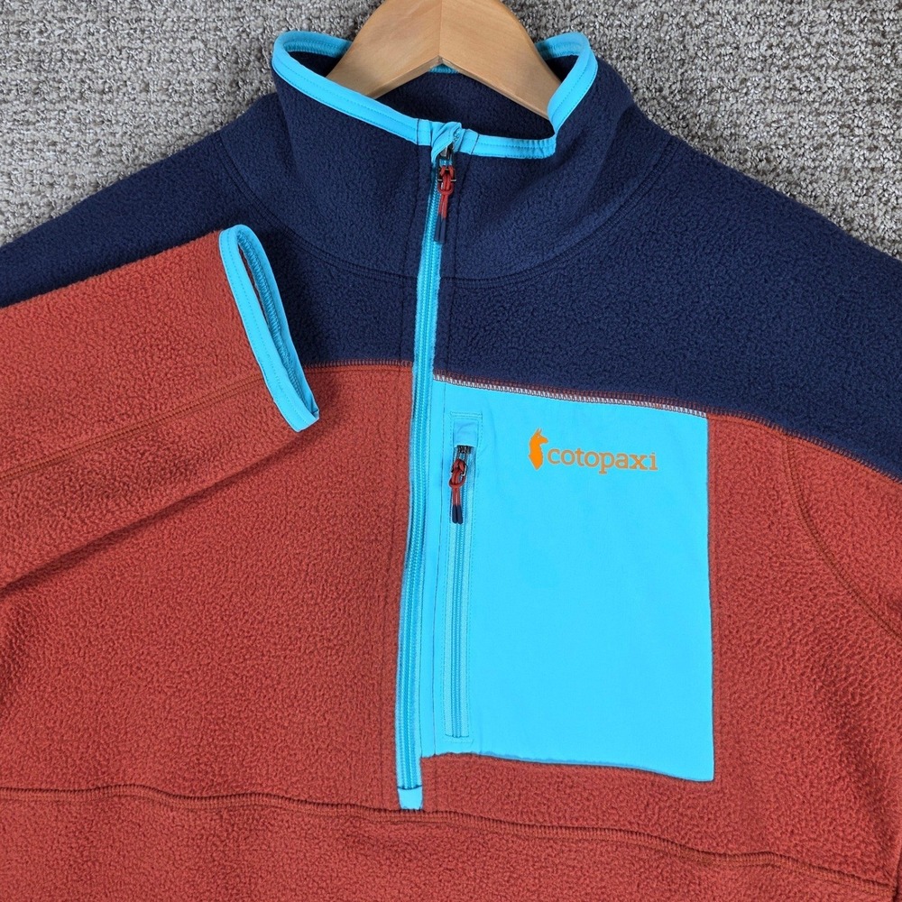 Cotopaxi Abrazo Half Zip Fleece Pullover‎ Mens Small Orange Blue Jacket - Picture 2 of 7